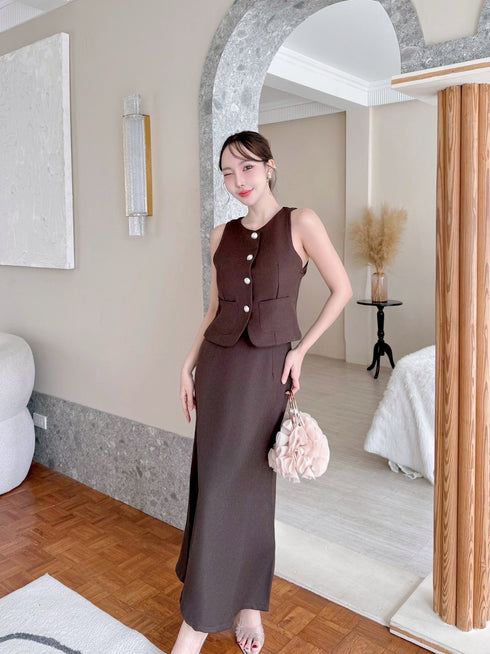 Two Piece Waistcoat Style With Fishtail Skirt